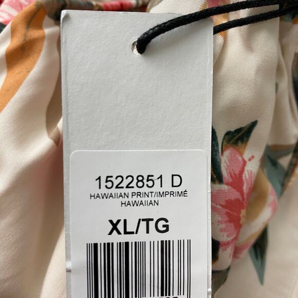 Dex Floral Hawaiian Print Midi Skirt Women XL Cream Red Ruffle Cottagecore Boho - Picture 6 of 11